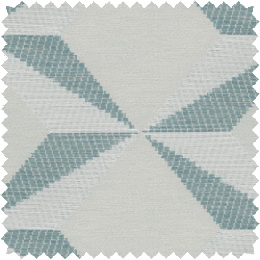 A swatch of Sheila Bridges designed Pin Wheel in Lagoon features a playful, abstract design with a sense of luxury