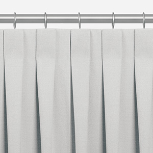A product image of Inverted Pleat Drapery shows the crisp pleats as one pleat style for sliding glass door curtain ideas