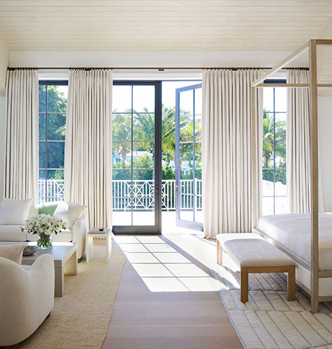 Bedroom window treatment ideas should suit your light and privacy control needs like privacy lined drapery over patio doors